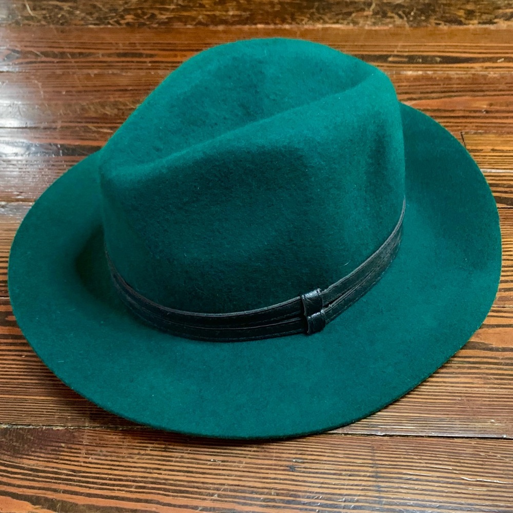 Green Wool Felt Fedora • One Size